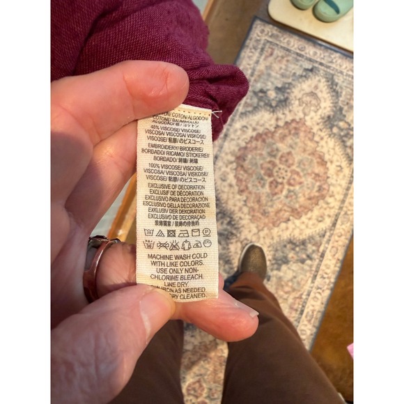 Free People Embroidered Tassel Tunic Burgundy L Boho Haute Hippie Beachy - Picture 9 of 9